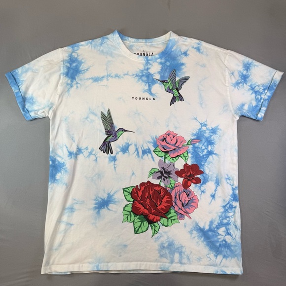 YoungLA Tops - YoungLA Blue and White Tie-Dye T-Shirt